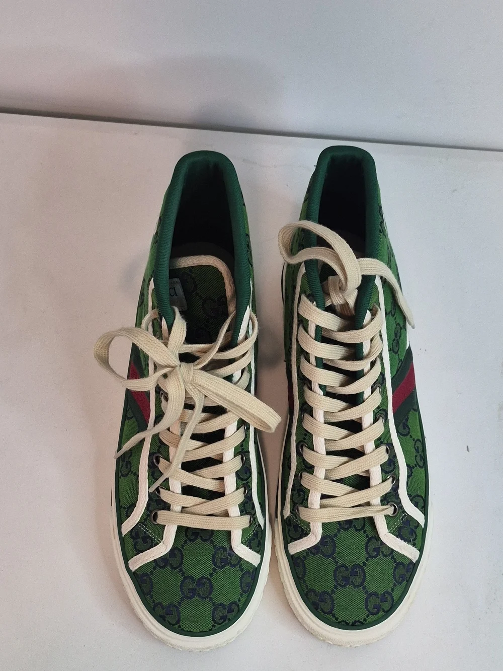 Gucci Green GG Canvas High-Top Sneakers Size 39
